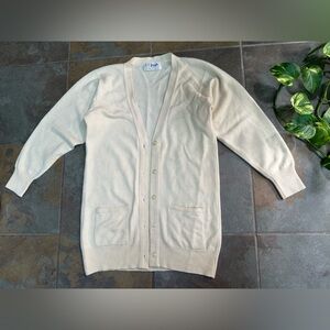 Pringle Of Scotland 100% Cashmere Cardigan Sweater Vintage L Cream Button Down